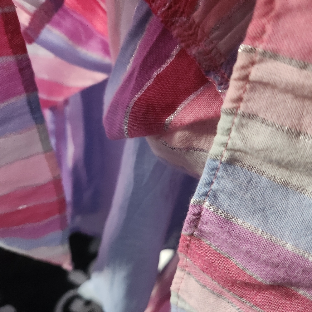 J.CREW Women Button Up Day Dress in Rainbow Color Stripes Matellic NO BELT XS - Picture 7 of 10